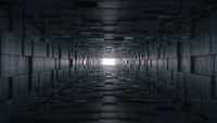 Symmetrical Tunnel of Light and Darkness in Abstract Digital Art