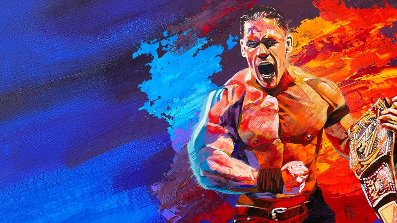 Картина борца с чемпионским поясом (джон сина, john cena, ввэ 2к23, wwe 2k23, арт игры)