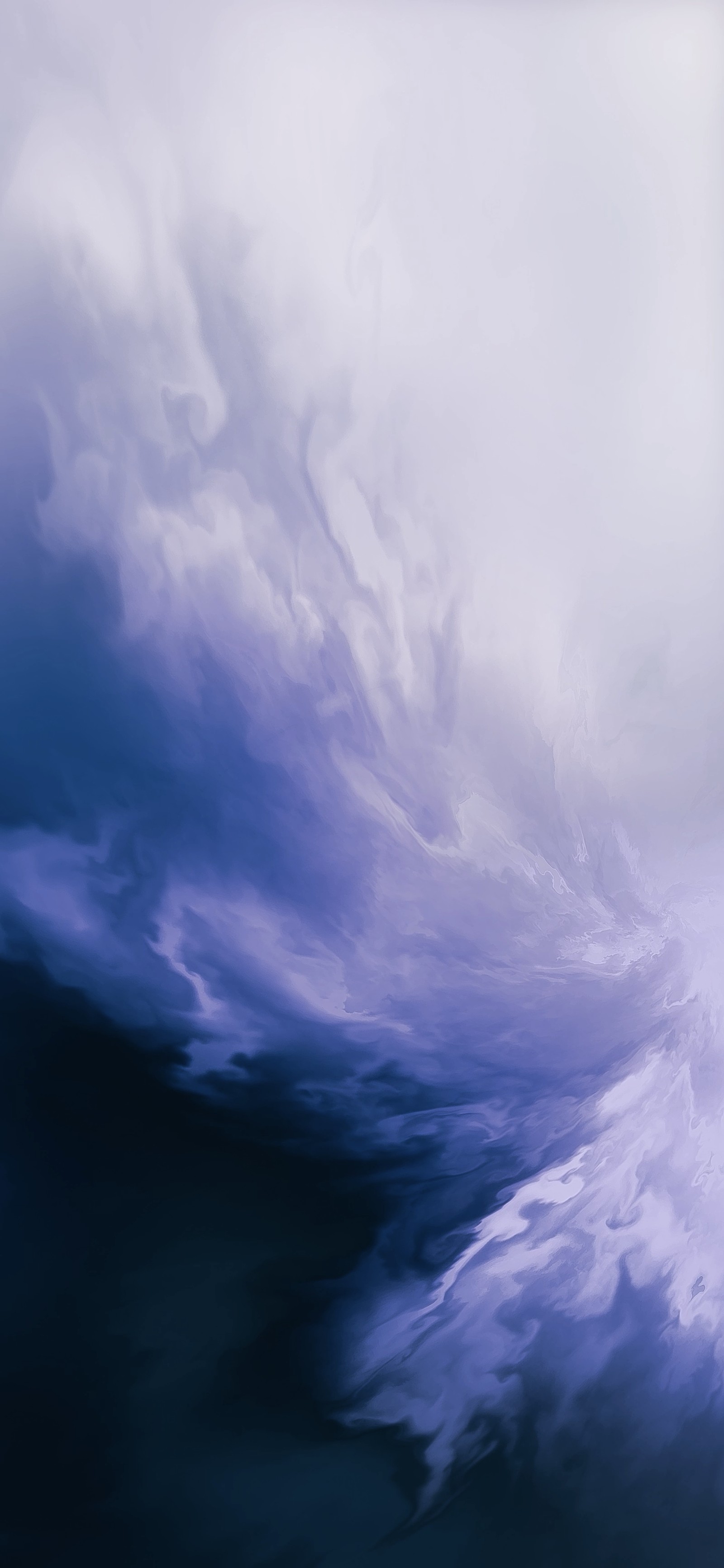 Surfer in the ocean with a large wave coming towards him (oneplus 7 pro, oneplus 6t, atmosphere, electric blue, space)