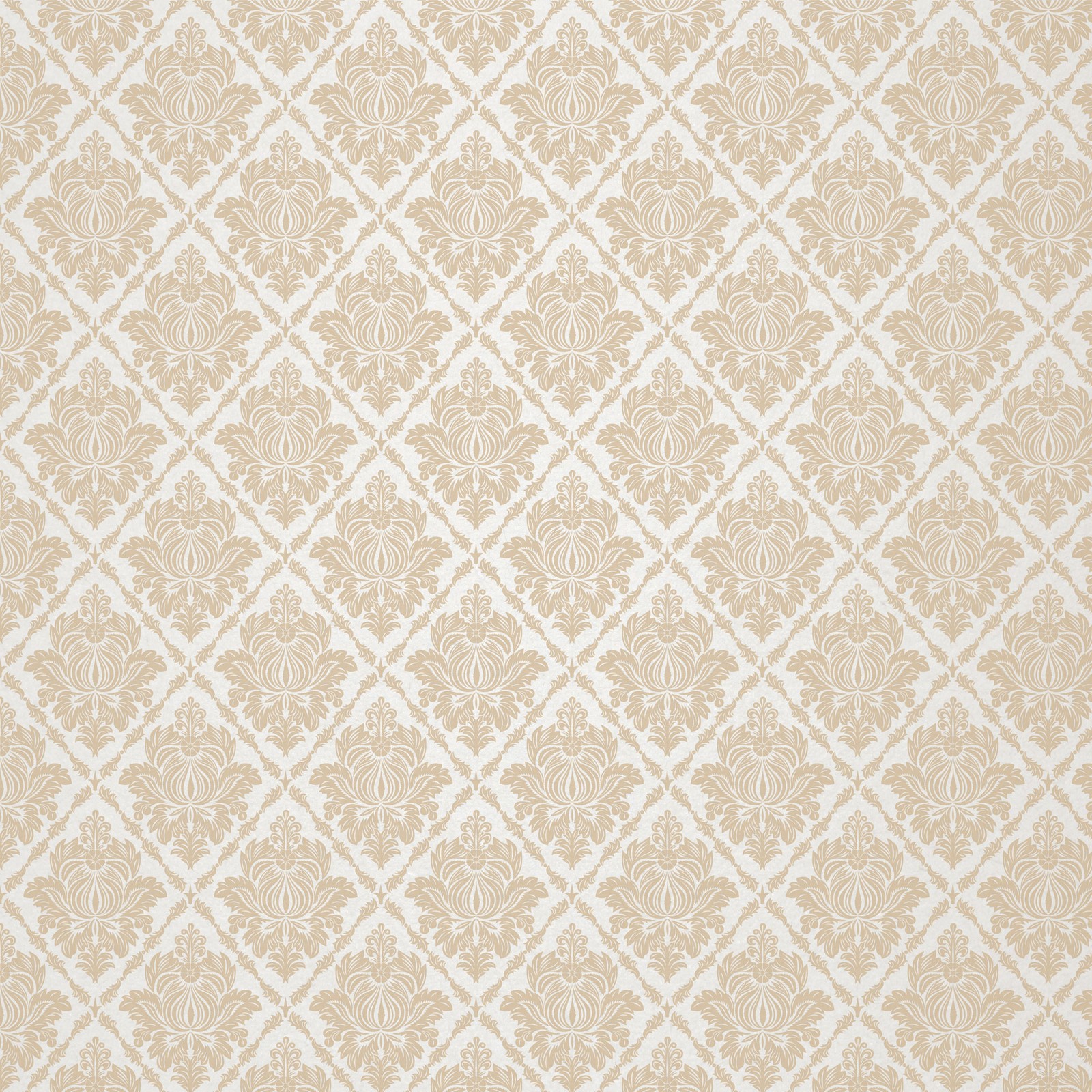 Un papel de parede damasco beige y blanco con un patrón de flores (patrón, beige, línea, plástico, ilustración)