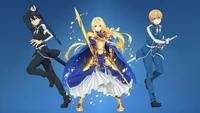 Trio épico: Kirito, Alice Zuberg e Eugeo de Sword Art Online: Alicization