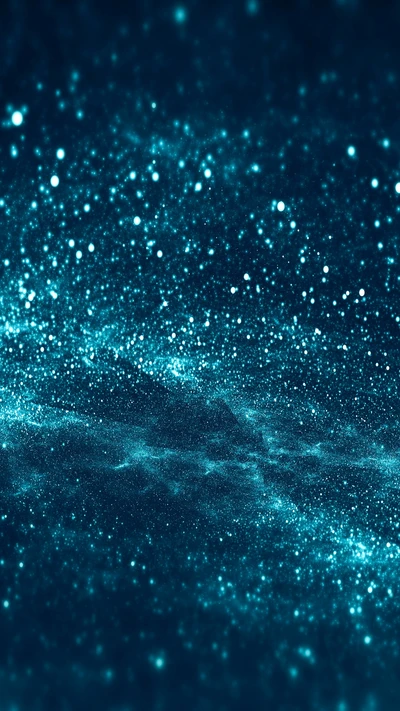 Abstract blue background with shimmering dots and glittering sparkles.