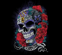 skull, rose