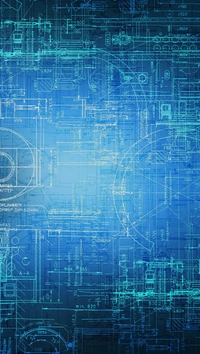 Digitaler Blaupausendesign mit technischen Diagrammen