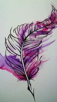 Plume violette vibrante avec éclaboussure artistique