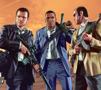 Iconic Heist Trio from GTA V: Michael, Franklin, and Trevor