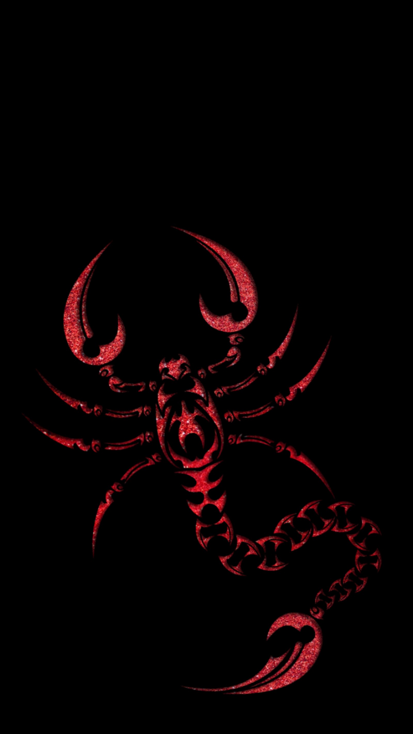 Gros plan d'un scorpion sur un fond noir avec de l'encre rouge (noir, papier peint noir, paillettes, rouge, red scorpion)