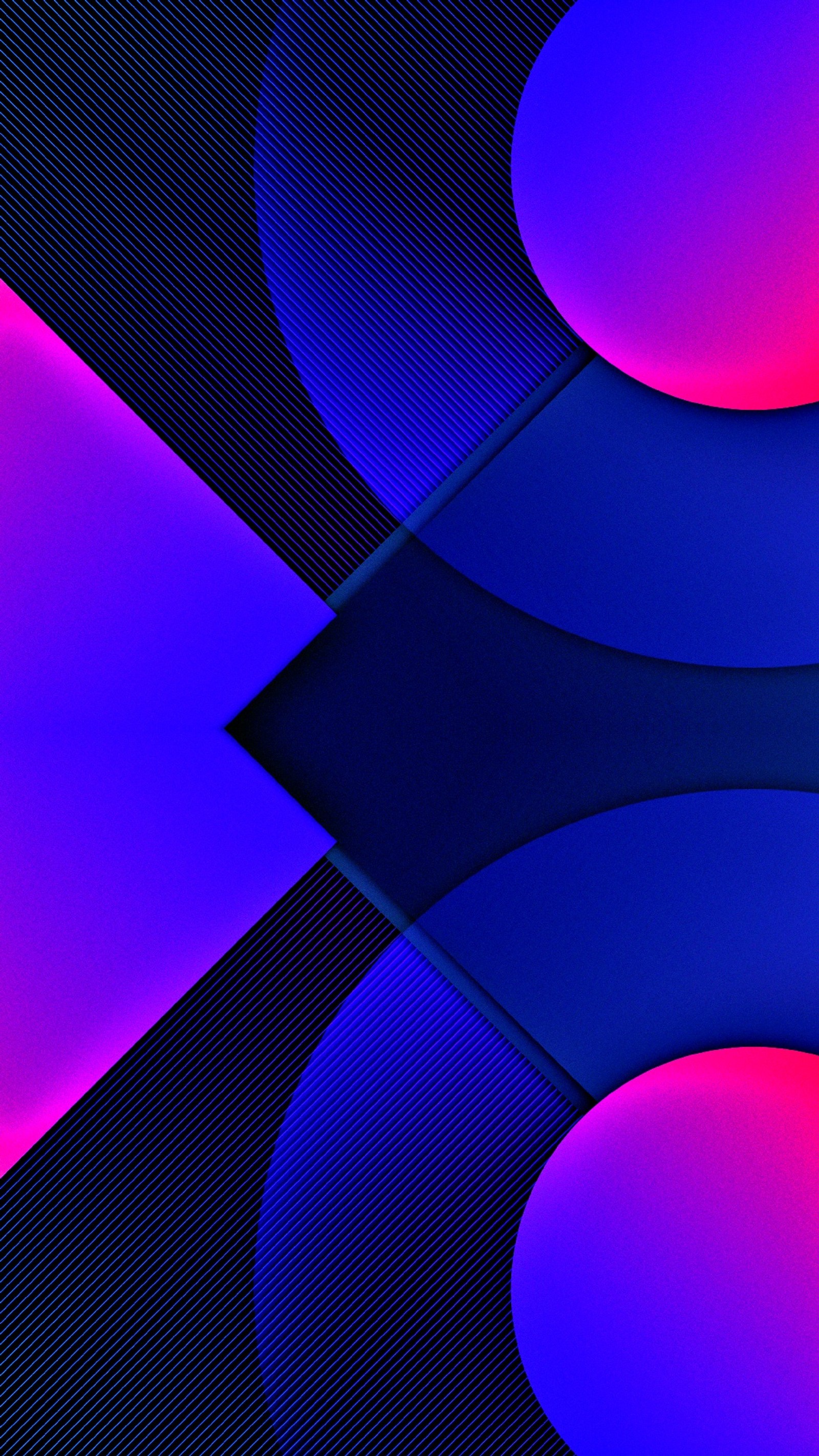 Close-up de um design abstrato colorido com círculos (4k, abstrato, amoled, android, azul)