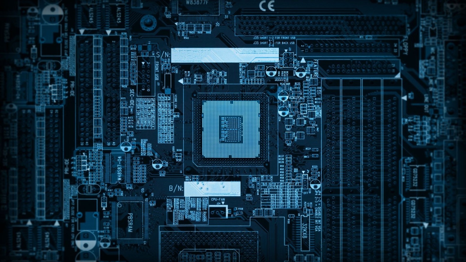 Nahaufnahme einer computer-motherboard mit einem cpu-chip (hauptplatine, elektronik, elektronikingenieurwesen, technologie, elektronisches gerät)