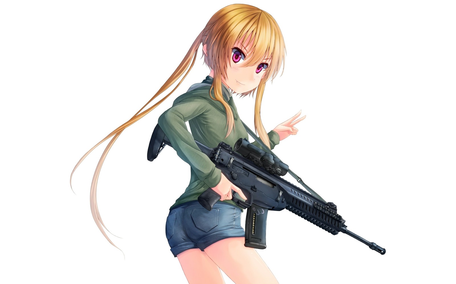 Téléchargez le fond d'écran arme, anime, cheveux longs, cannon, pistolet