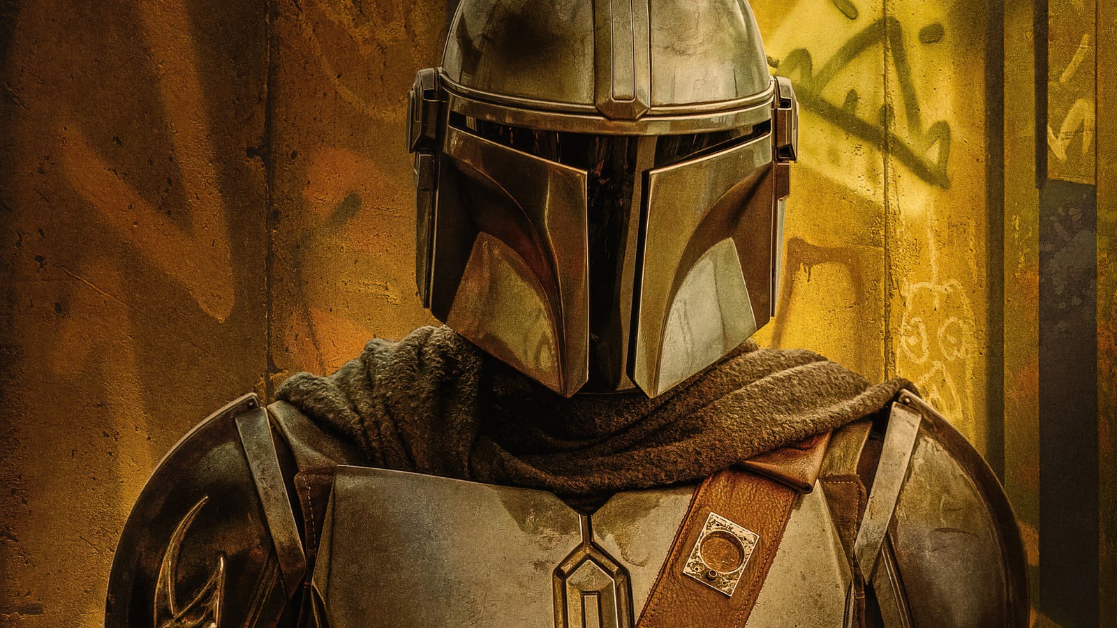 A close up of a helmet on a person wearing a helmet (the mandalorian, star wars, din djarin, season 2)