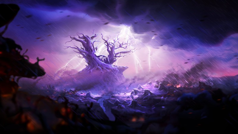 Ori and the blind child (xbox one, adventure game, purple, atmosphere, lightning)