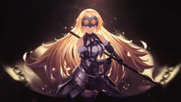 Jeanne d'Arc en armure avec lance - Artwork de Fate Grand Order