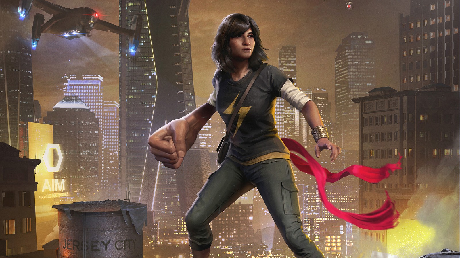 Lade kamala khan, marvels avengers, videospiel Hintergrund herunter