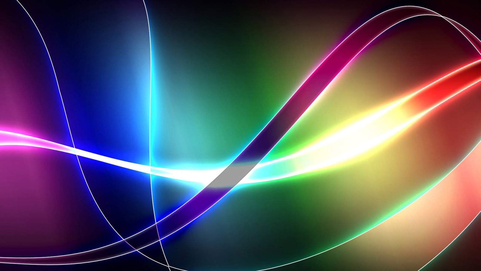 A close up of a colorful light wave on a black background (light, neon, line, graphics, space)