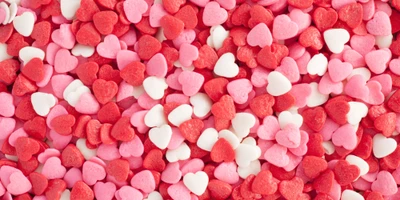 Colorful Heart-Shaped Candy Sprinkles in Red and Pink