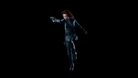 Dynamic Black Widow in Action Against a Dark Background