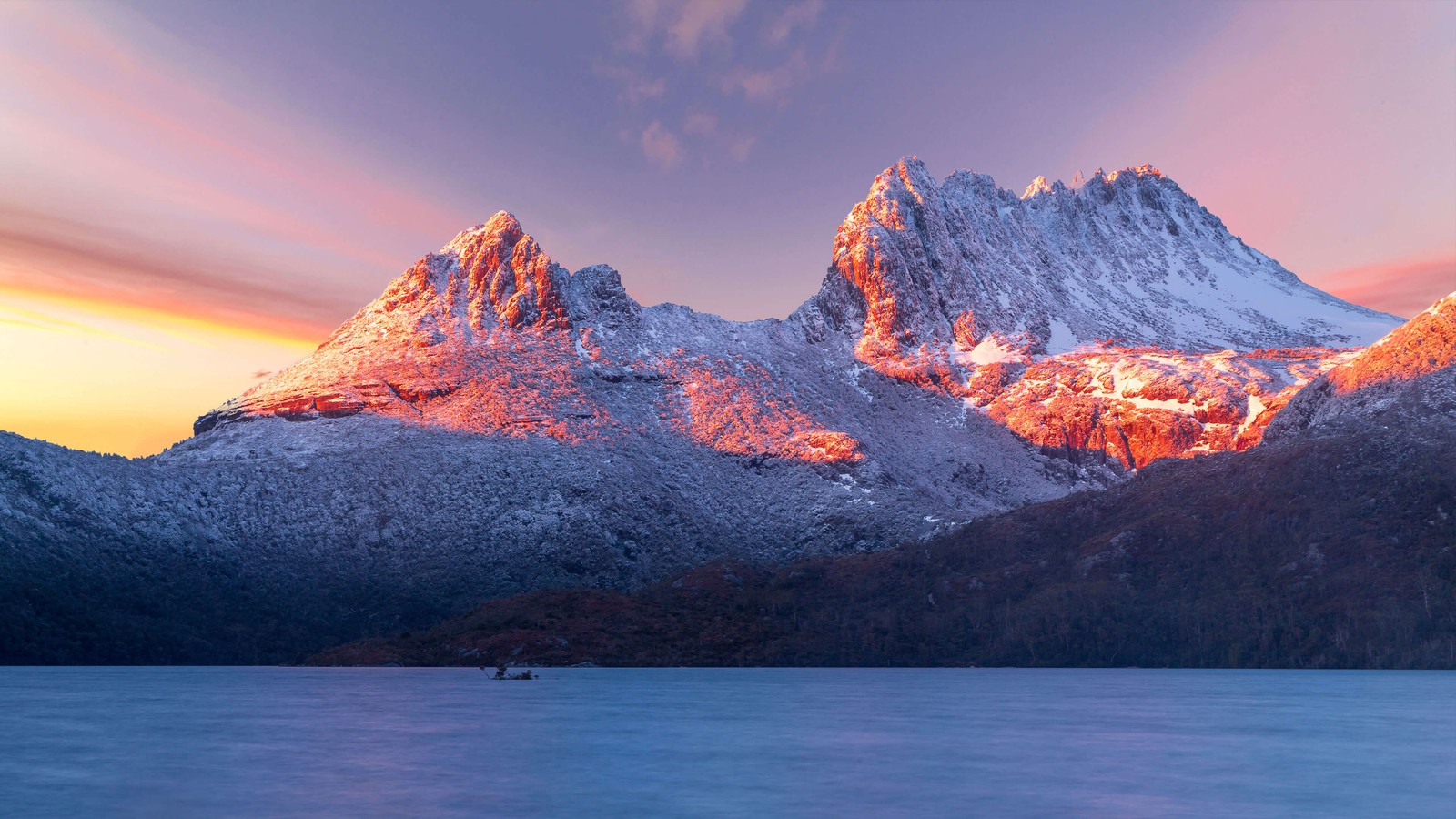 Lade cradle mountain, tasmanien, tasmania, winter, sonnenlicht Hintergrund herunter