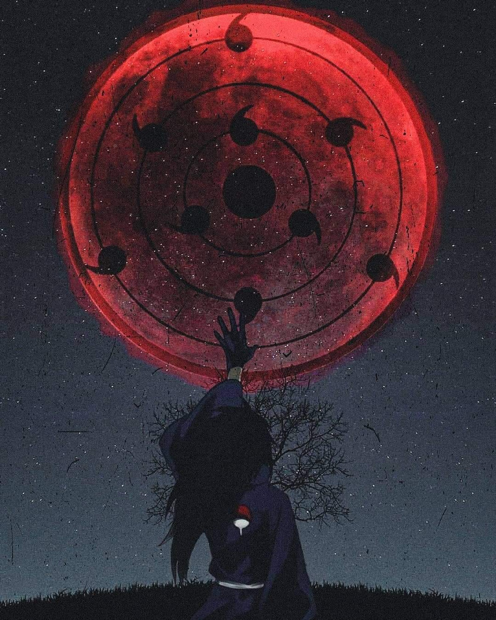 madara, moon, tree wallpaper