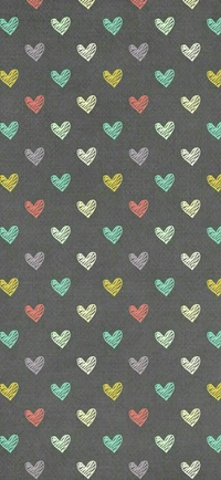 Cute Grey Heart Pattern with Colorful Sketch Designs