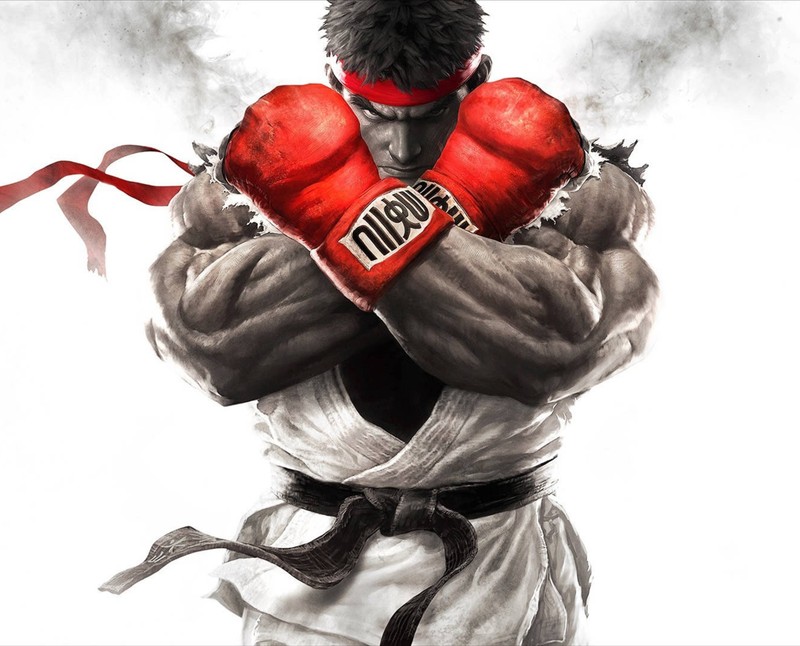 Близкий план человека с боксерской перчаткой на руке (ryu, street fighter, street fighter v, street fighter v ryu)