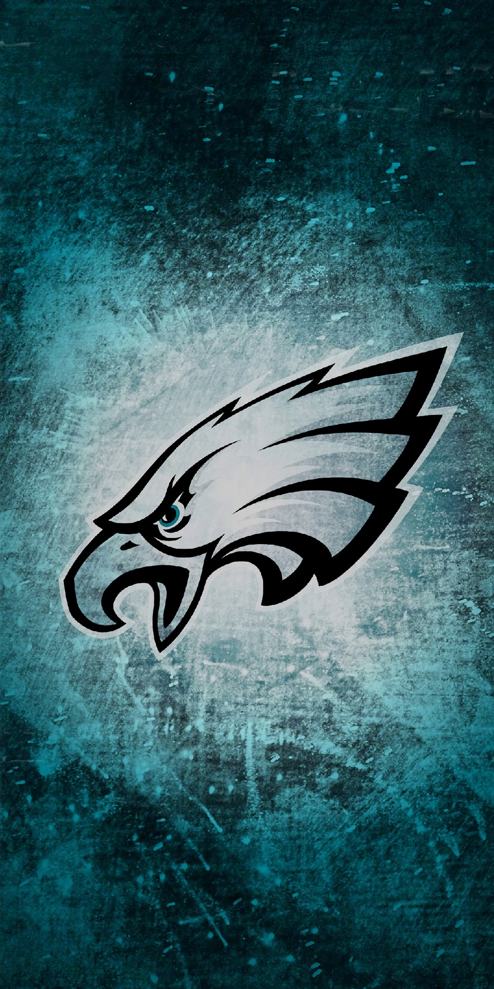 A close up of a philadelphia eagles logo on a blue background (eagles, philedalphia)