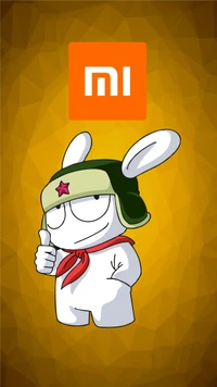 Personaje de Xiaomi con pulgar hacia arriba en fondo amarillo