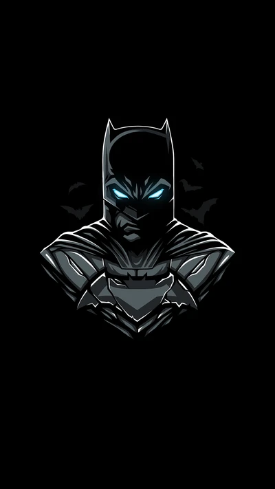 Portrait stylisé de Batman avec des yeux lumineux