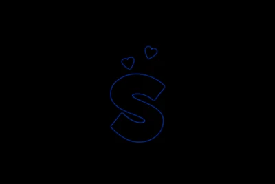 Stylized Blue 'S' with Hearts on Black Background