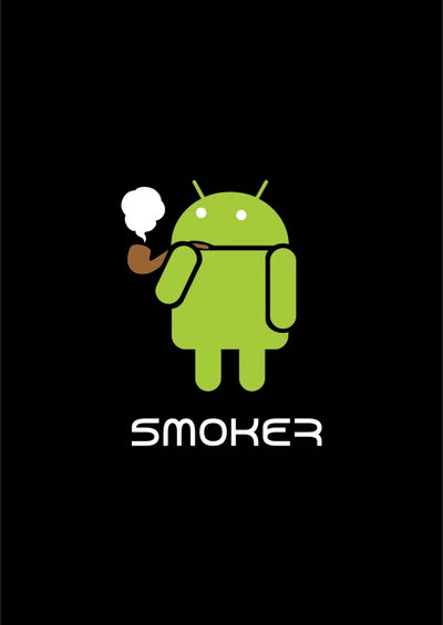 android, maçã, preto, cigarro, droide