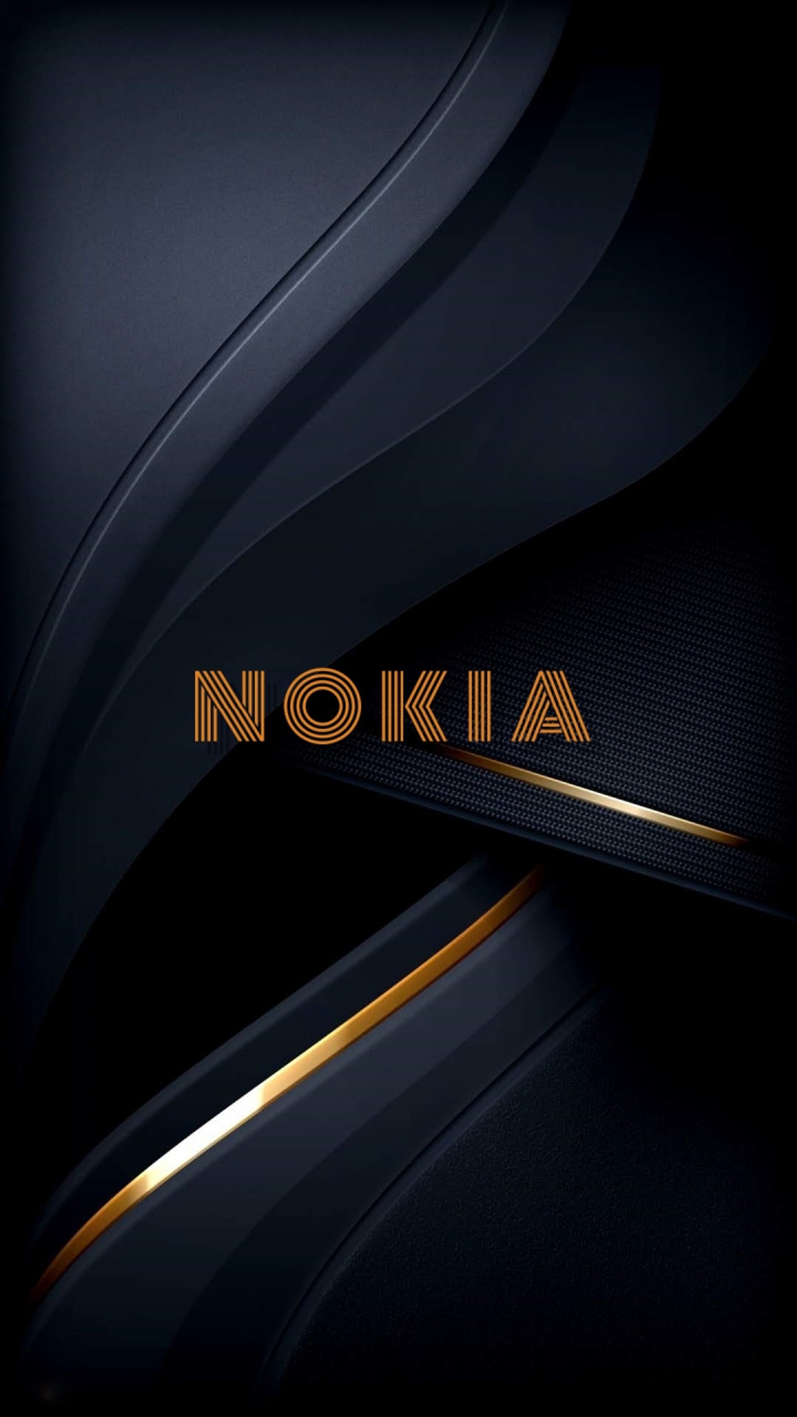 Logotipo da nokia em um fundo preto com linhas douradas (nokia, preto, abstrato, couro, borda)