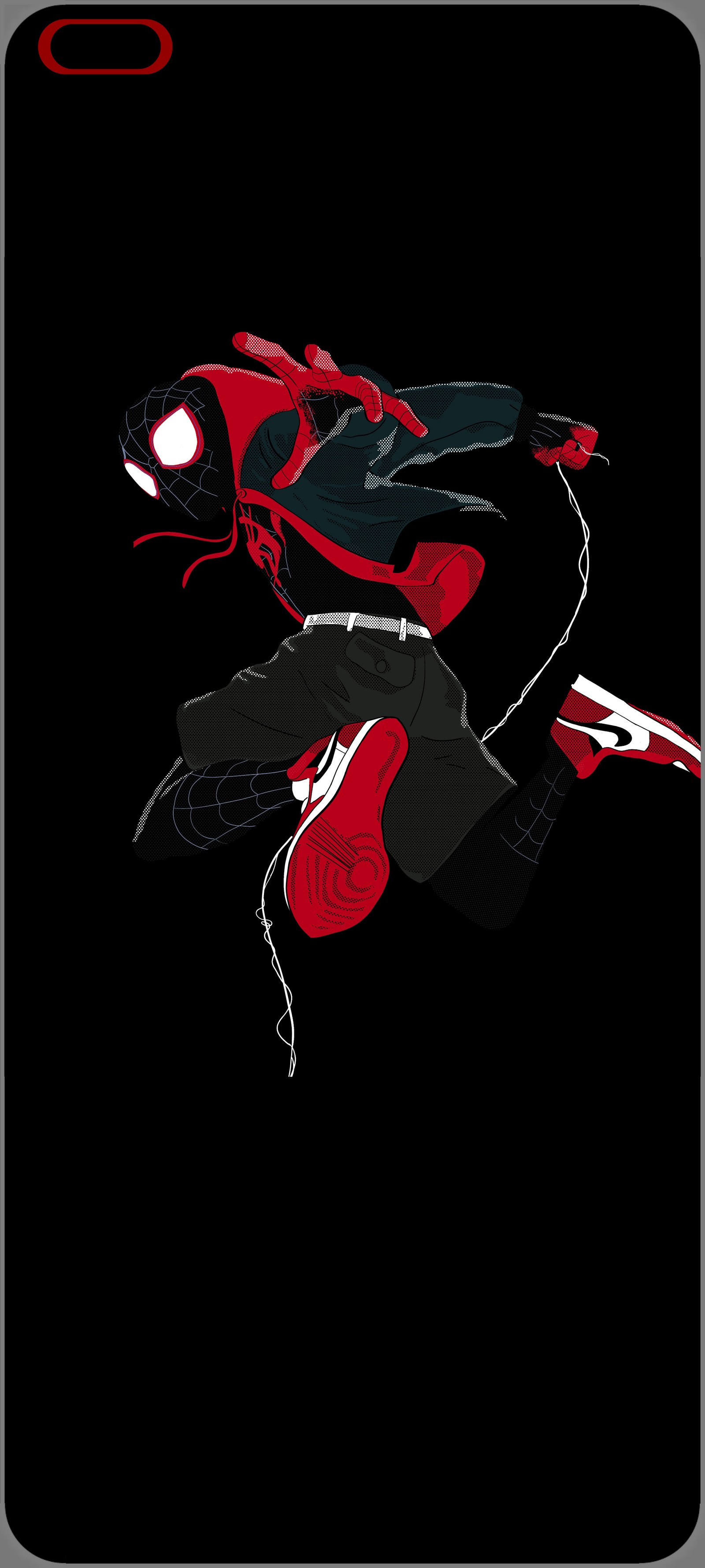 Homem-aranha no ar com um traje vermelho e preto (logotipo, oneplus nord, homem aranha, spiderman)