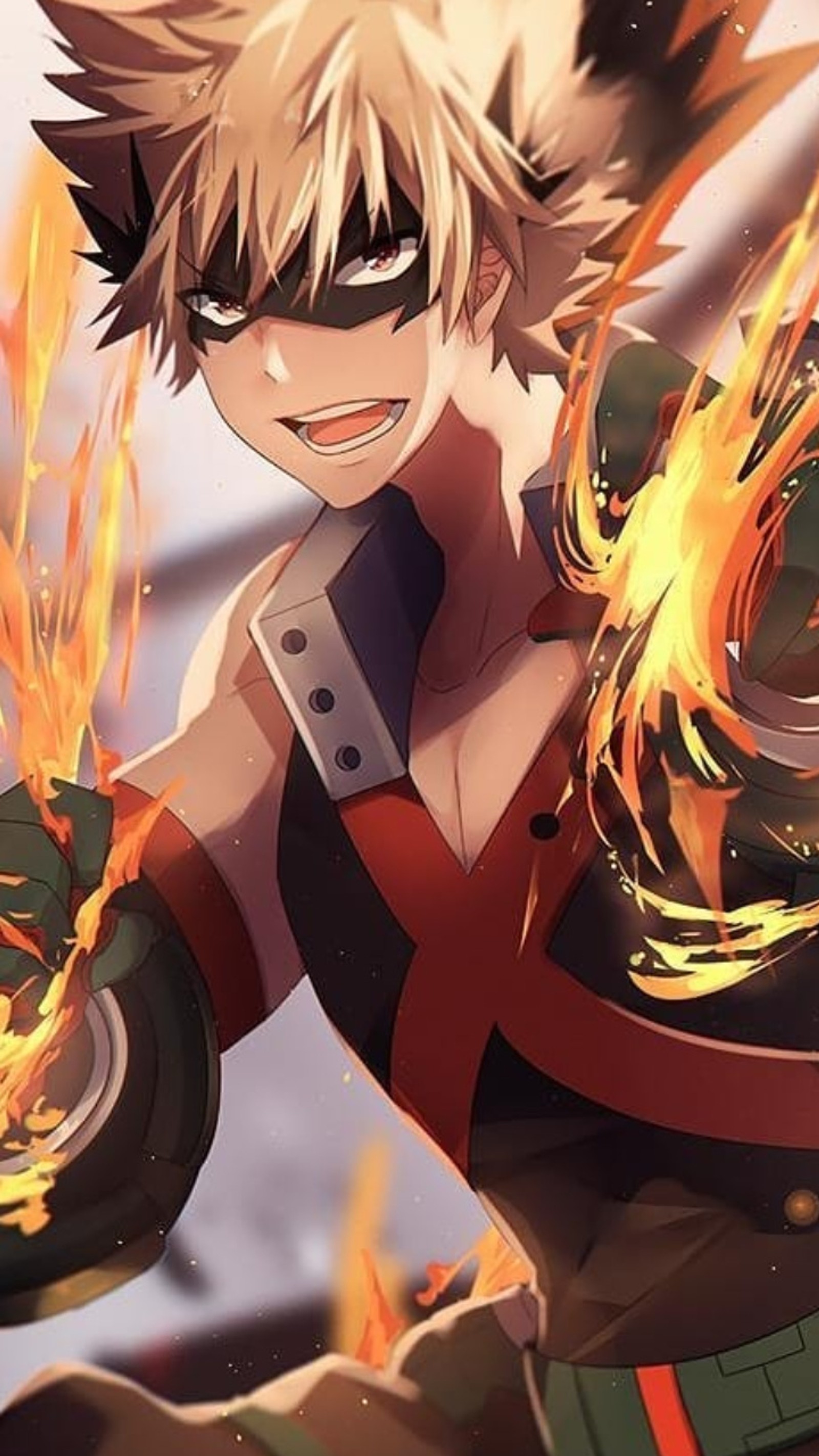 Anime boy with a fire ball in his hand (deku, katsuki bakugo, my hero, my hero academia)