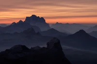 gebirgskette, südtirol, italien, schattenriss, berge