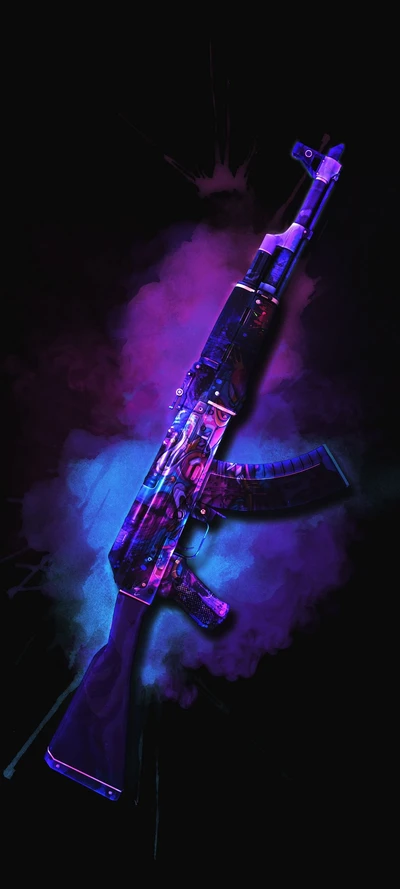 Lebendiges lila AK-47: Eine Fusion von Gaming und Kunst