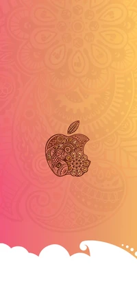 Ornate Apple Motif on Gradient Background