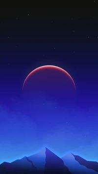 Crescent Moon Over a Serene Blue Landscape