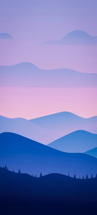 Serene Mountain Dusk: Layers of Blue and Purple Hues