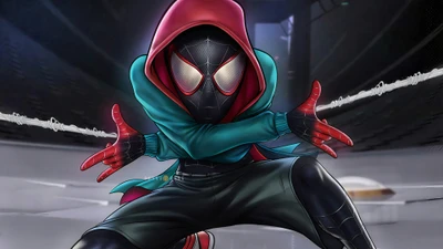 Miles Morales in action from "Spider-Man: Into the Spider-Verse