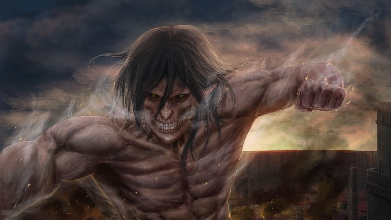 Картина мужчины с большим мускулистым телом и мечом (атака титанов, attack titan, attack on titan, shingeki no kyojin, аниме)