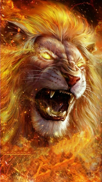 angry, drawings, fire, lion, mad