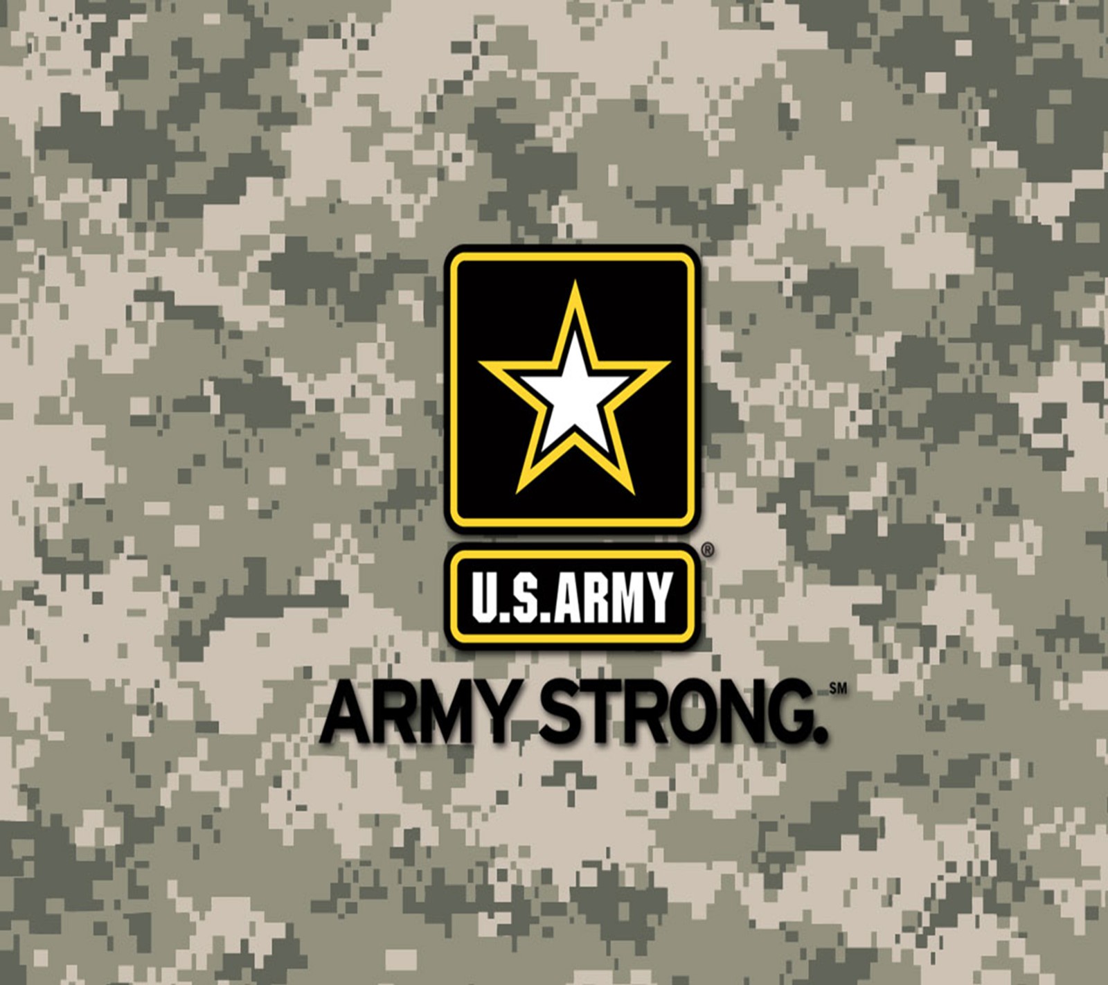 Nahaufnahme eines us-armee-logos auf einem camouflage-hintergrund (armee, tarnung, klasse, militärisch, neu)