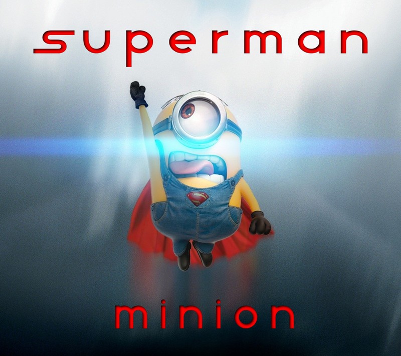 Близкий план миньона с огнем на голове (minion, супермен, superman)