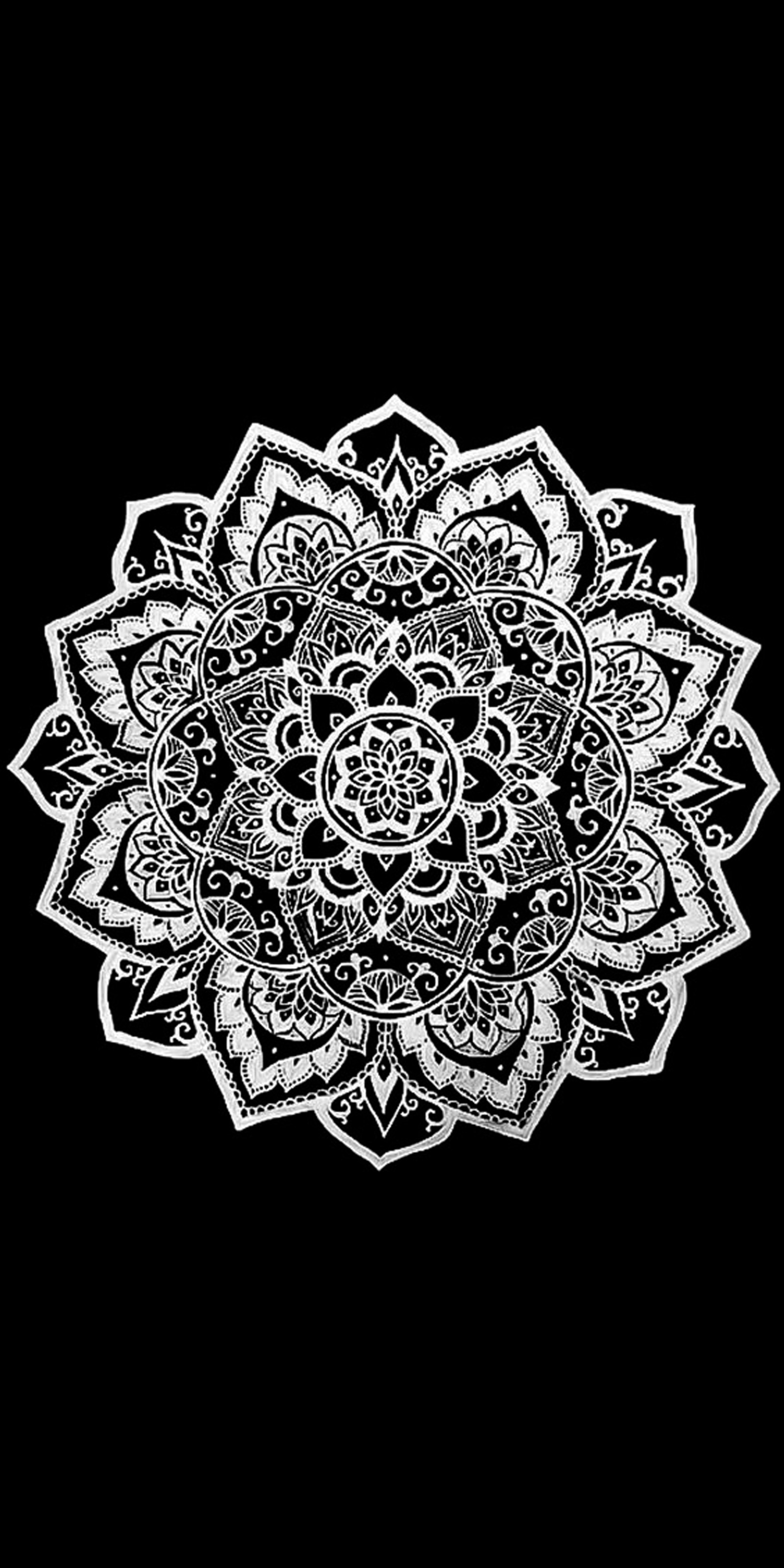 art, black, mandala, white Download Wallpaper