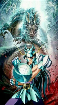 Saint Seiya Guerrier Confronte Dragon Mythique