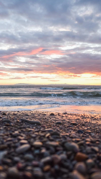 plage, mer, coucher de soleil