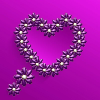 abstract, florals, flowers, hearts, purple