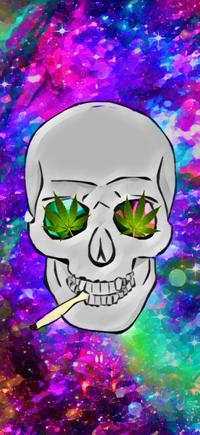 420, galaxy, maryjane, skull, smoking wallpaper