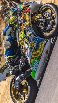 Vibrant Yamaha R6 Rider in Dynamic Motion