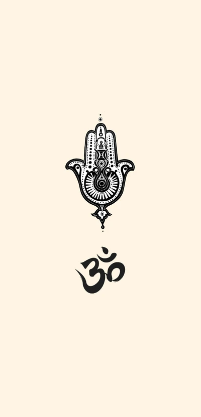 beige, guard, hamsa, minimalist, om